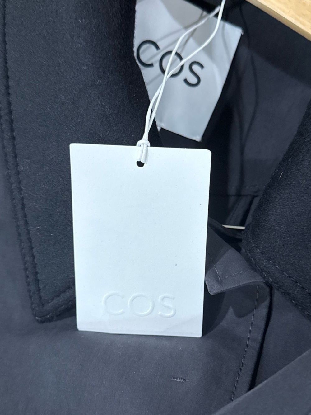 COS wool trimmed long car coat black quiet luxury minimalist preppy size M NWT - Picture 7 of 7
